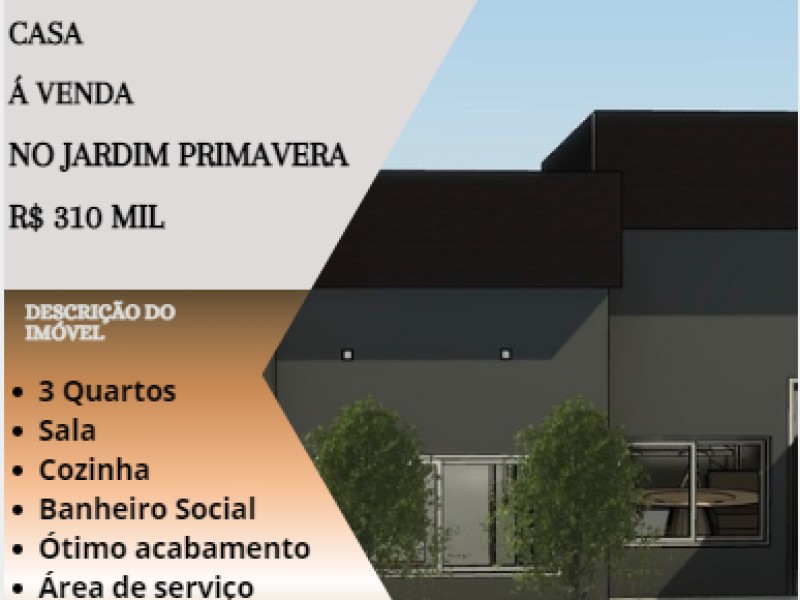 Linda casa á venda no Jardim Primavera!