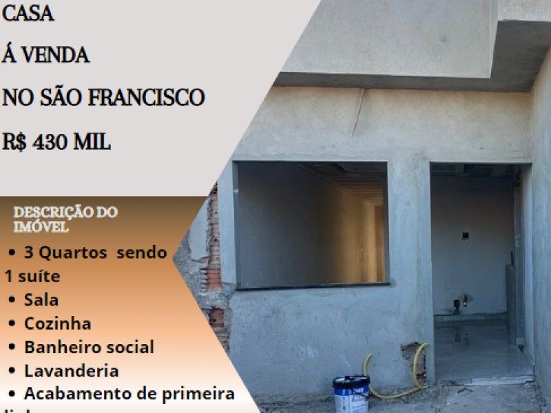 Excelente casa á venda no bairro São Francisco!