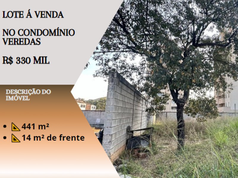 Excelente Lote á venda no Condomínio Veredas!