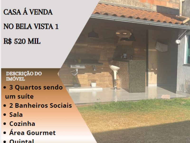 Excelente casa á venda no Bela Vista1!