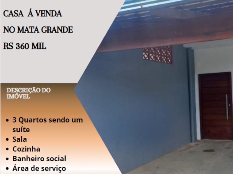 Linda casa á venda no Mata Grande!