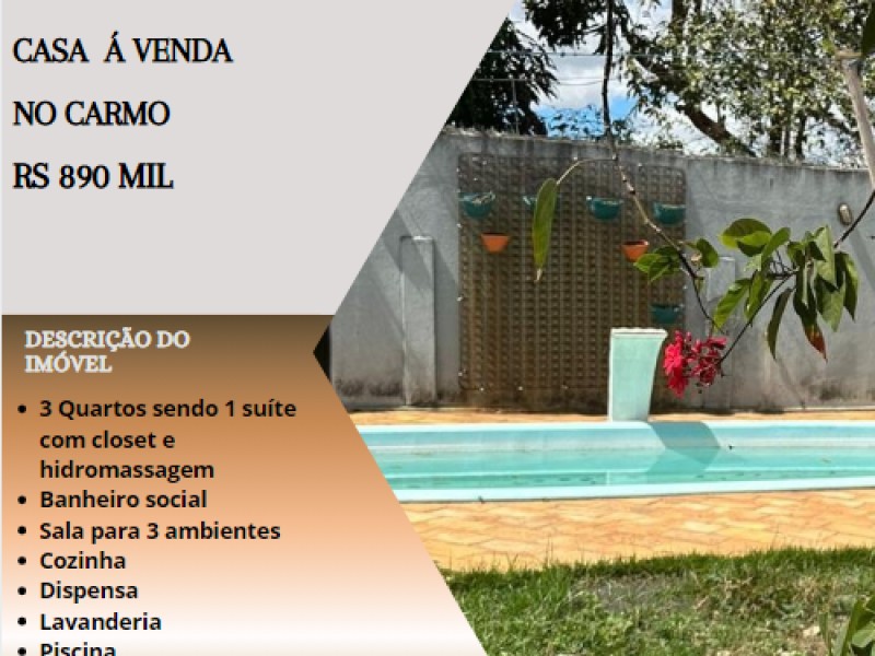 Excelente casa á venda no Carmo!