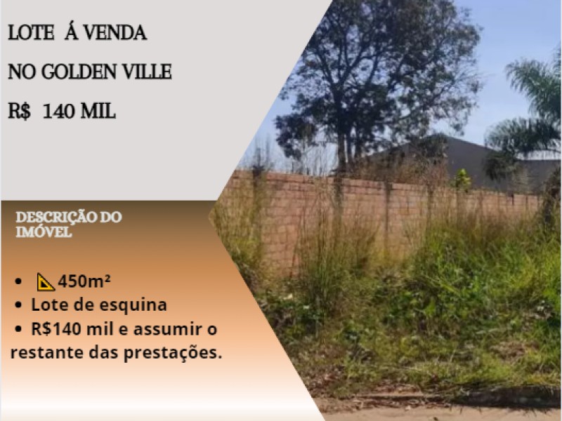 Excelente lote á venda no Golden Ville!