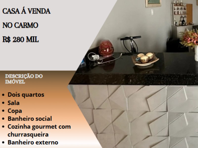 Excelente casa á venda no Carmo!