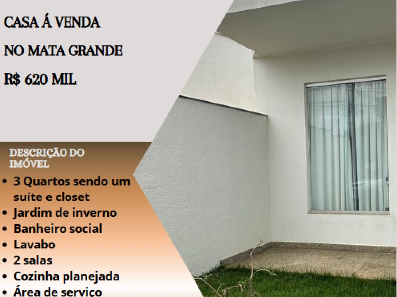 Excelente casa á venda no Mata Grande!