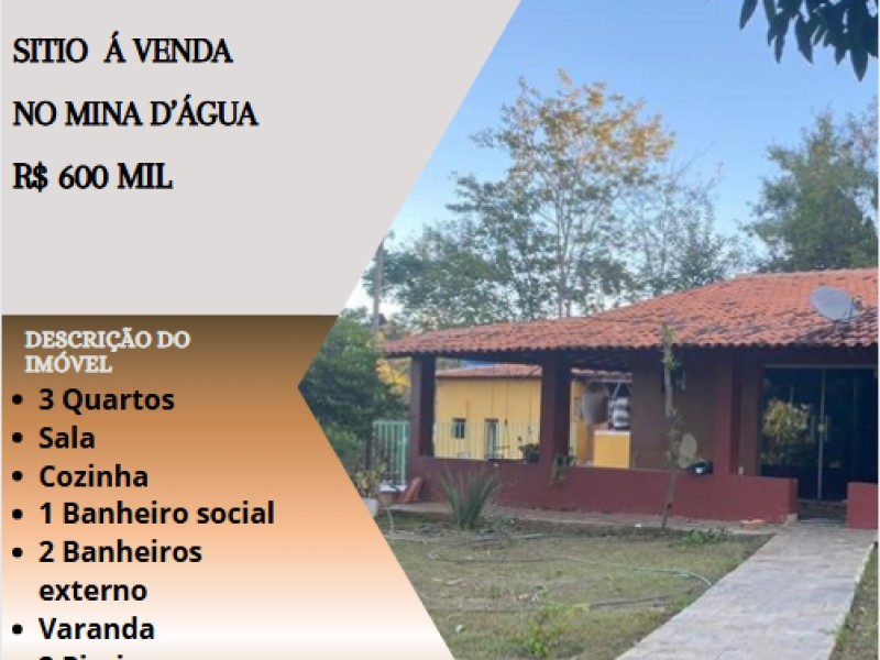 Lindo sitio á venda no Mina D'água!