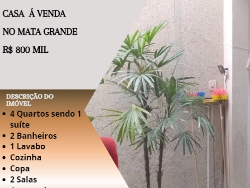 Excelente casa á venda no Mata Grande!