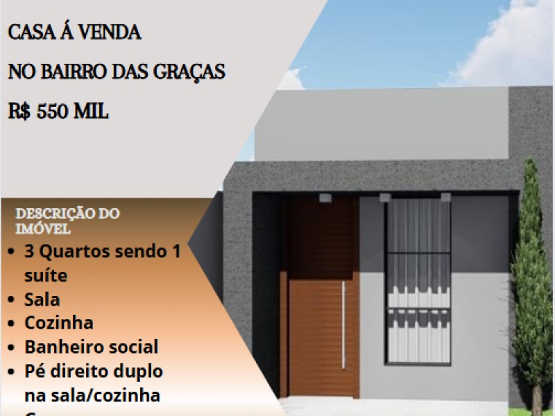 Linda casa á venda no bairro das Graças !
