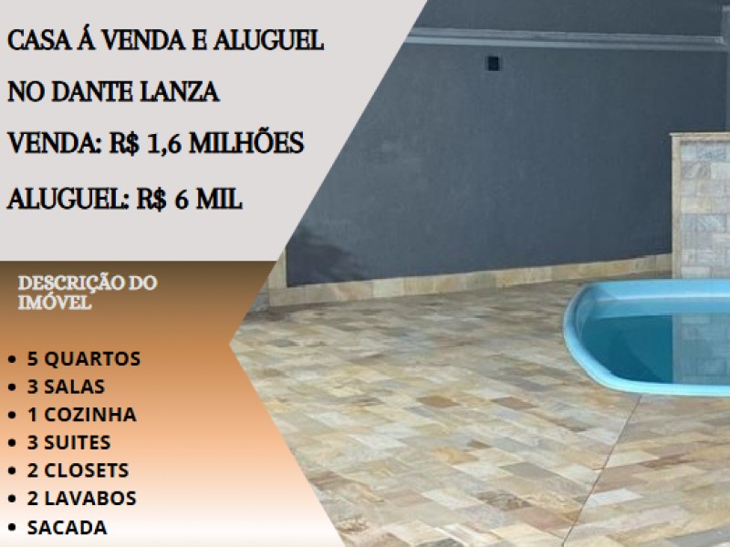 Linda casa á venda/aluguel no Dante Lanza!