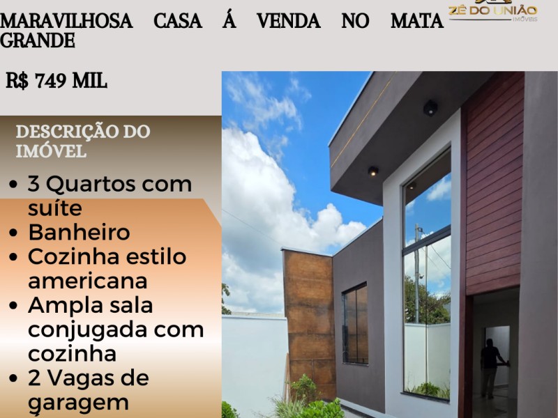 Maravilhosa casa à venda no Mata Grande!!